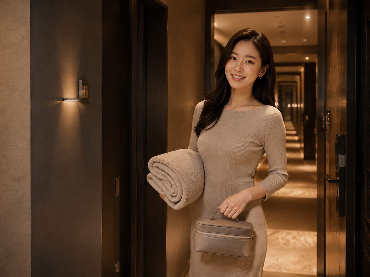 서울 여의도 방문 홈케어 일정을 준비하는 젊은 성인 한국 여성 관리사